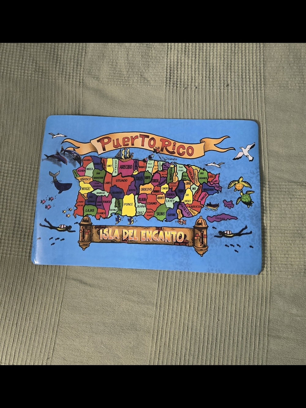 Puerto Rico Colorful Map 4 Placemat - Blue